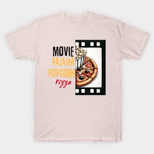 Gift Idea Women Girls Movie Pizza Pajama Popcorn T-Shirt